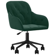 Sedia da Ufficio | Sedia da Gaming Girevole Verde Scuro in Velluto