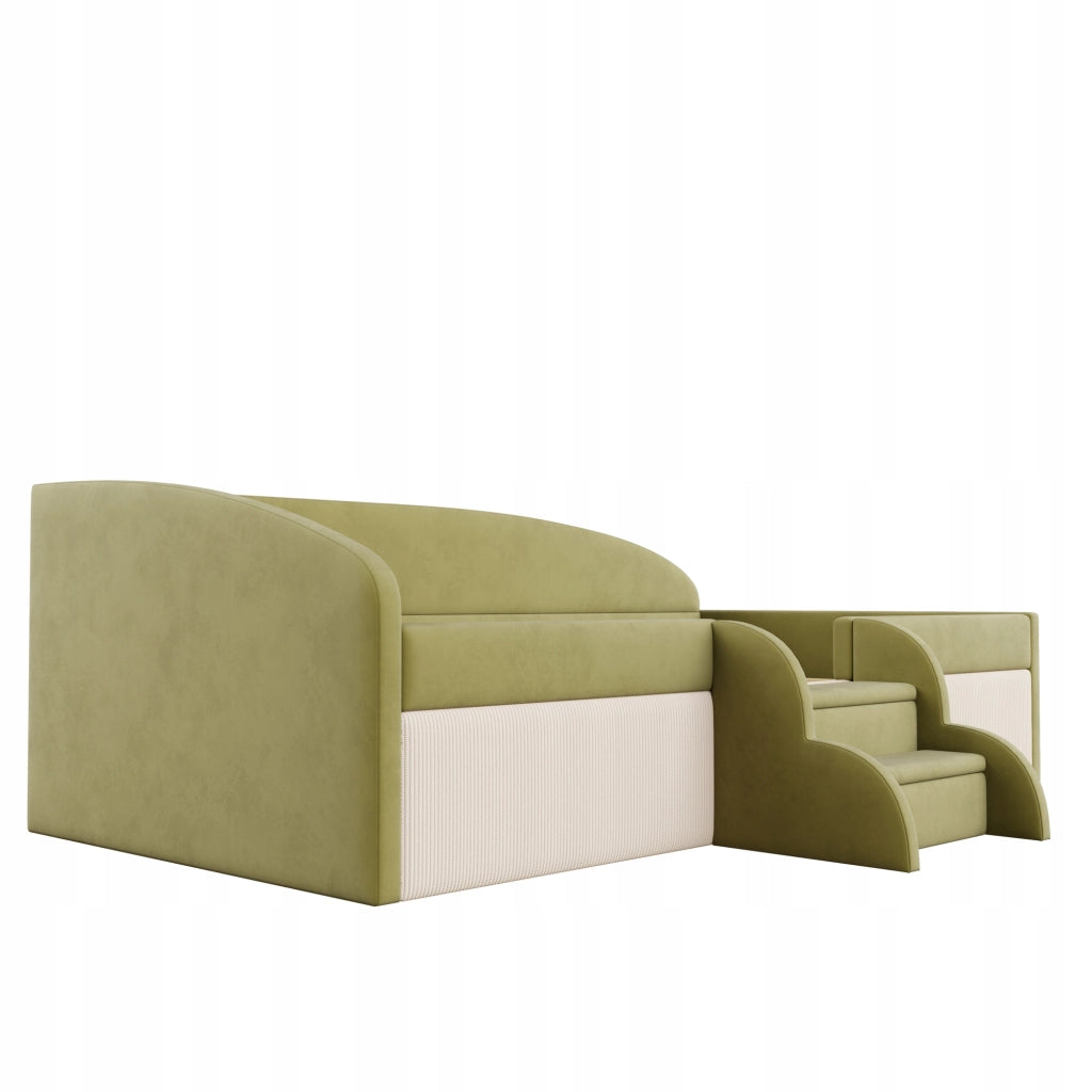 Letto singolo imbottito - Xylo - 90x190 - Verde scuro crema