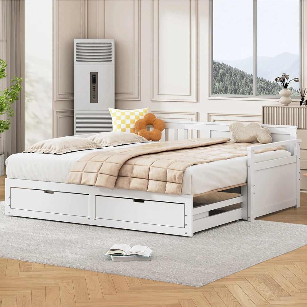 Letto daybed - Xylo - 90/180x190 cm 2 in 1 pino bianco
