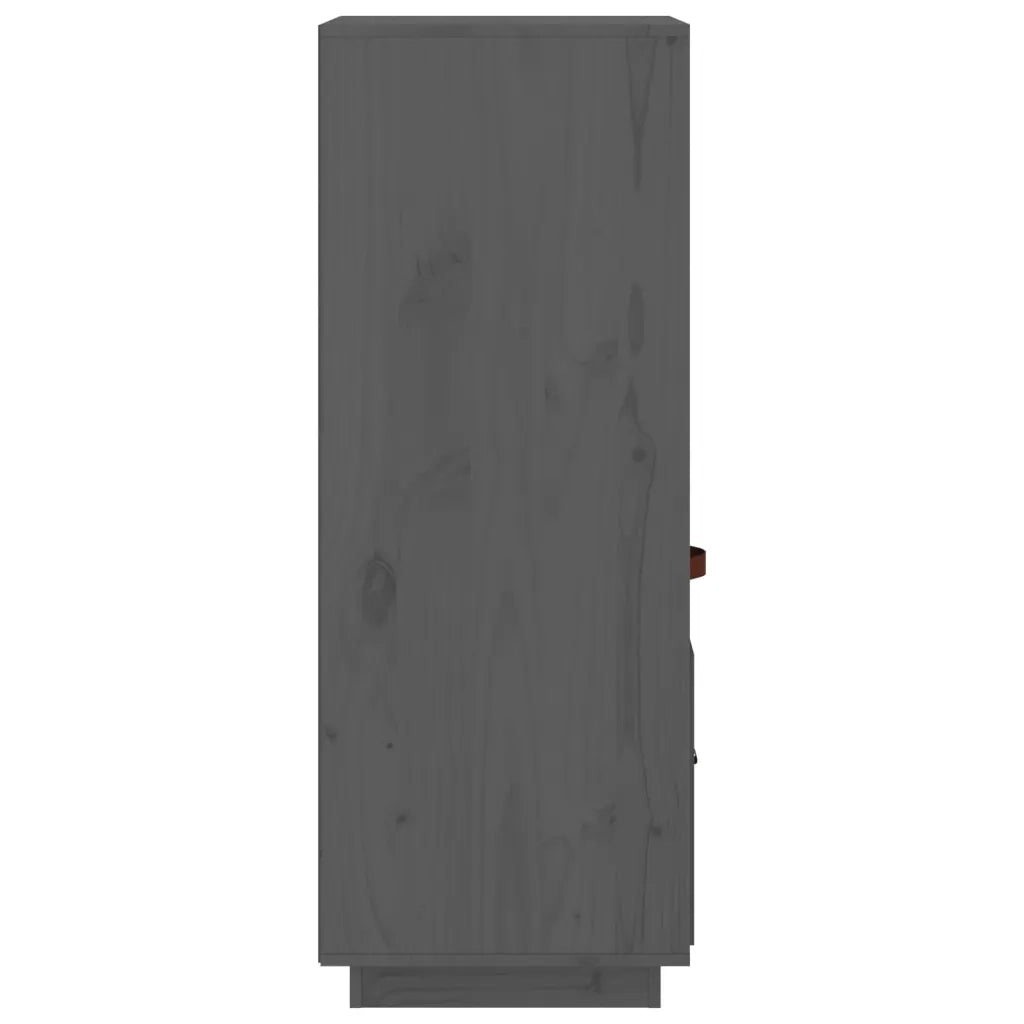 Credenza Grigia 34x40x108,5 cm in Legno Massello di Pino 820154