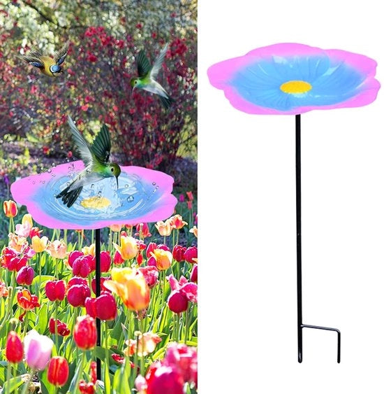 Vogelbagno invernale fissa, ciotola per uccelli per giardino, bagno per uccelli con giardino, balcone e cancello con base, rimovibile, vasca d'acqua per uccelli, resistente al gelo (B)