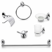Set Accessori Bagno 6 Pezzi Cromato Vetro Satinato Completo Arredo Bagno 52918