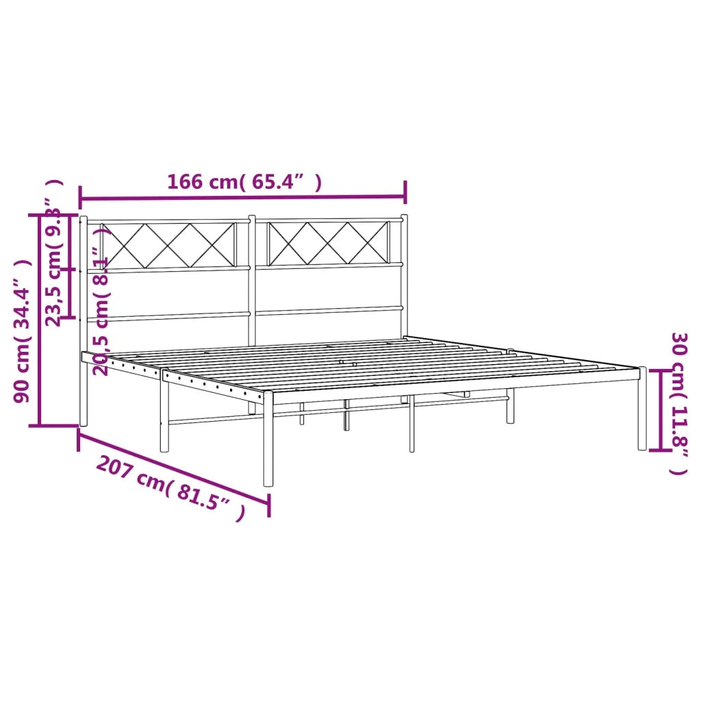Giroletto con Testiera-Struttura Letto con testiera Metallo Bianco 160x200 cm 774259