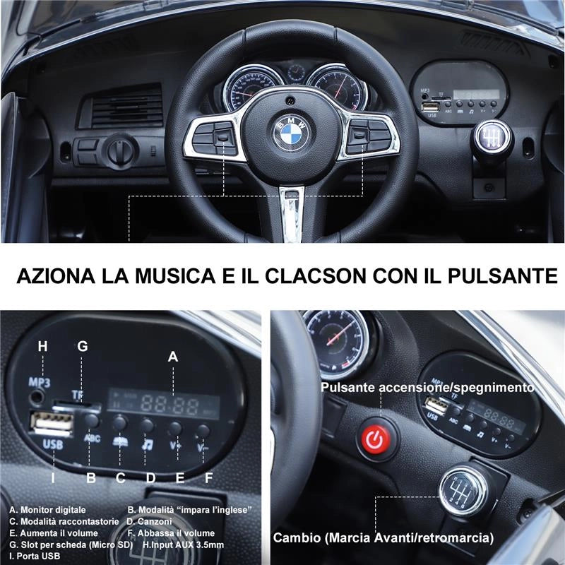 MACCHINA AUTO ELETTRICA 6 V CON TELECOMANDO PER BAMBINI 106 X 64 X 51 CM NERO