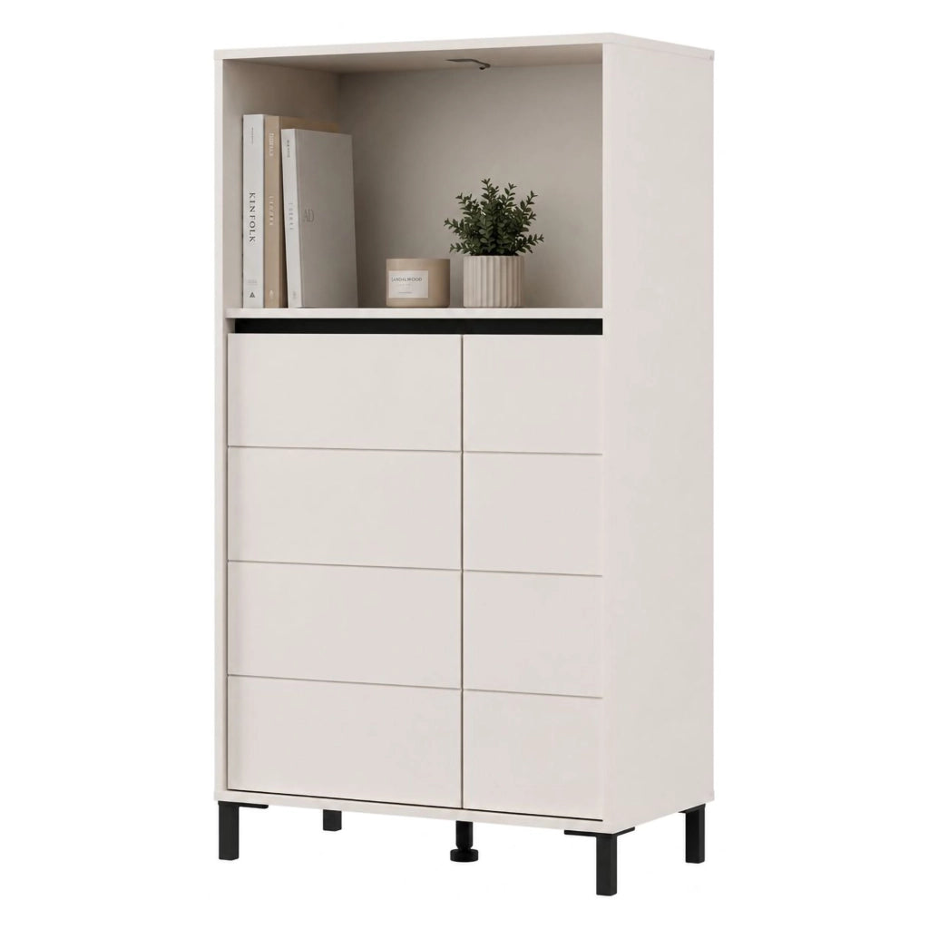 Madia Cosoleto, Credenza 2 Ripiani, 74x40x135h cm Bianco Crema
