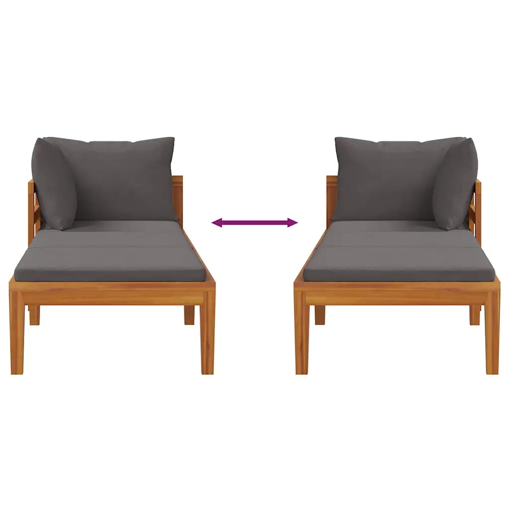 Lettino Prendisole con 1 Bracciolo Grigio Scuro Massello Acacia cod mxl 70757