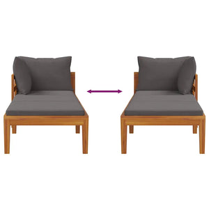 Lettino Prendisole con 1 Bracciolo Grigio Scuro Massello Acacia cod mxl 70757