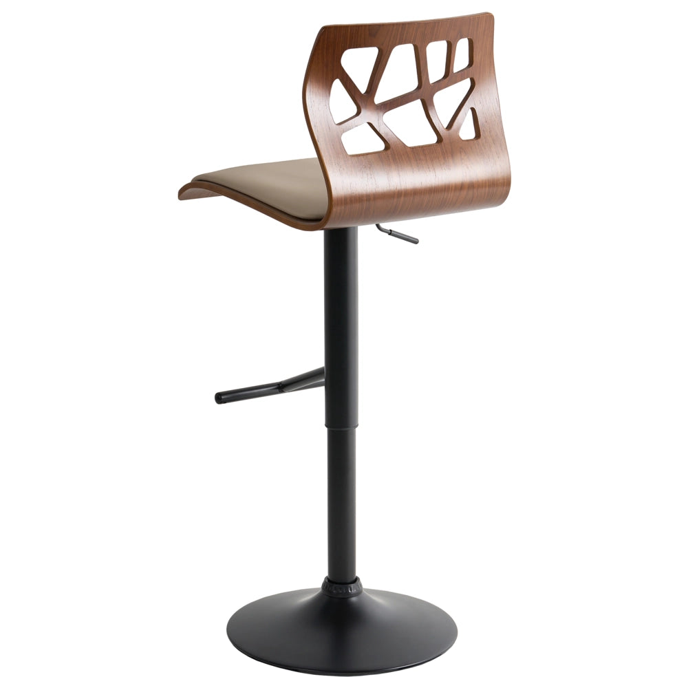 Set di 2 sgabelli da bar in ecopelle beige e nero Girevole Alzata a Gas Regolabile in Altezza Moderno