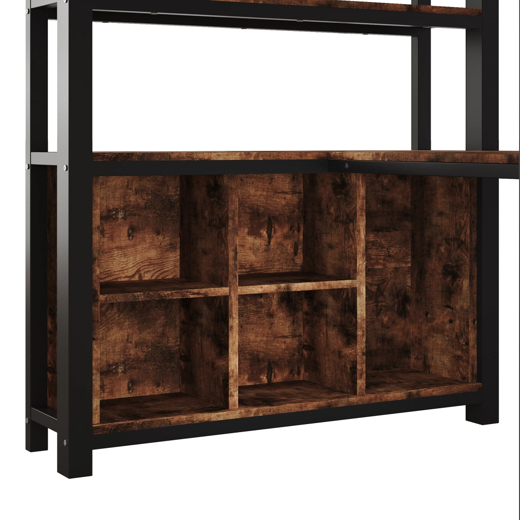 Letto a soppalco 90x200 cm con scrivania; guardaroba e ripiani in MDF e metallo nero