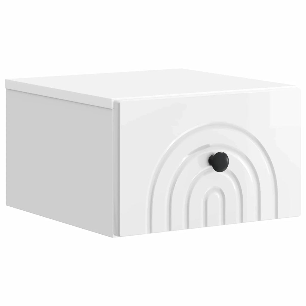 Mobiletto da notte a muro 2 pcs Bianco Lucido 33 x 34,5 x 20 cm