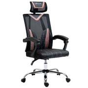 SEDIA DA UFFICIO CON SUPPORTO LOMBARE 58 X 62.5 X 112-120 CM NERO E ROSA