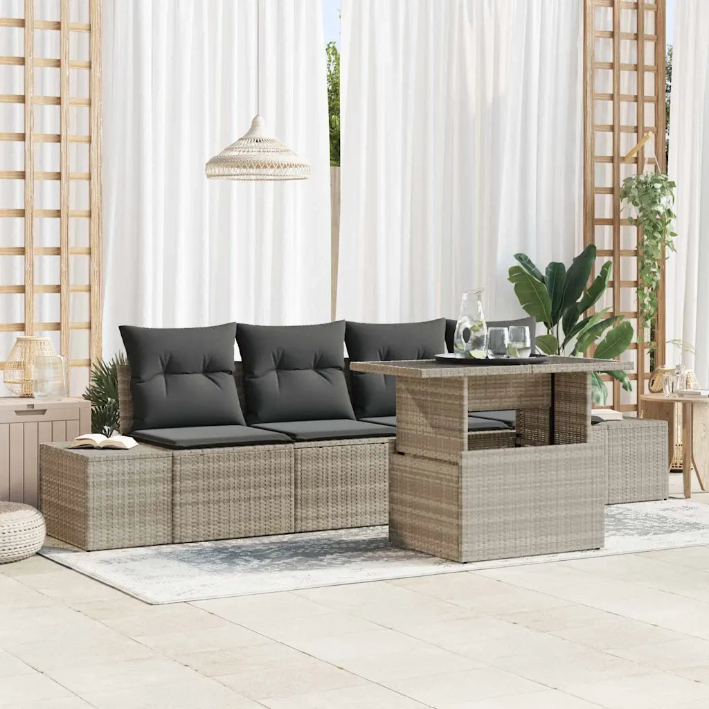 Set Divano da Giardino 5 pcs Grigio chiaro e grigio scuro