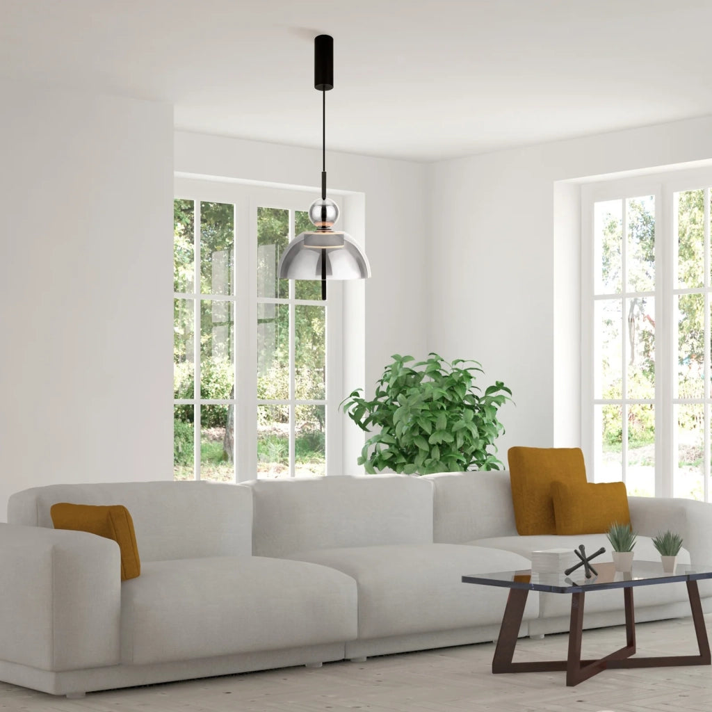 Maytoni Lampadario moderno Bangkok 1 luce LED integrato nero metallo vetro