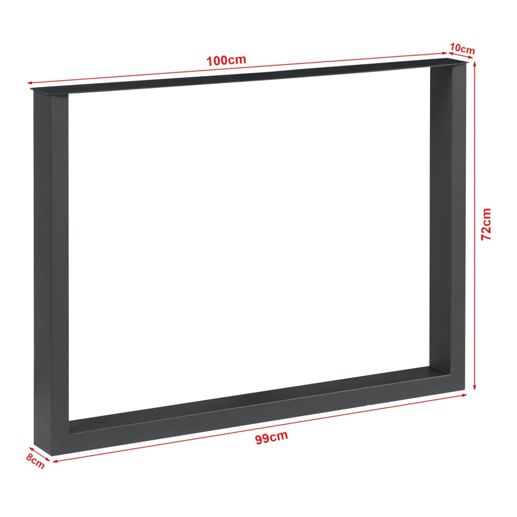 Set di 2 gambe per tavolo da arredamento moderno design originale 72 x 100 cm acciaio nero 03_0009680