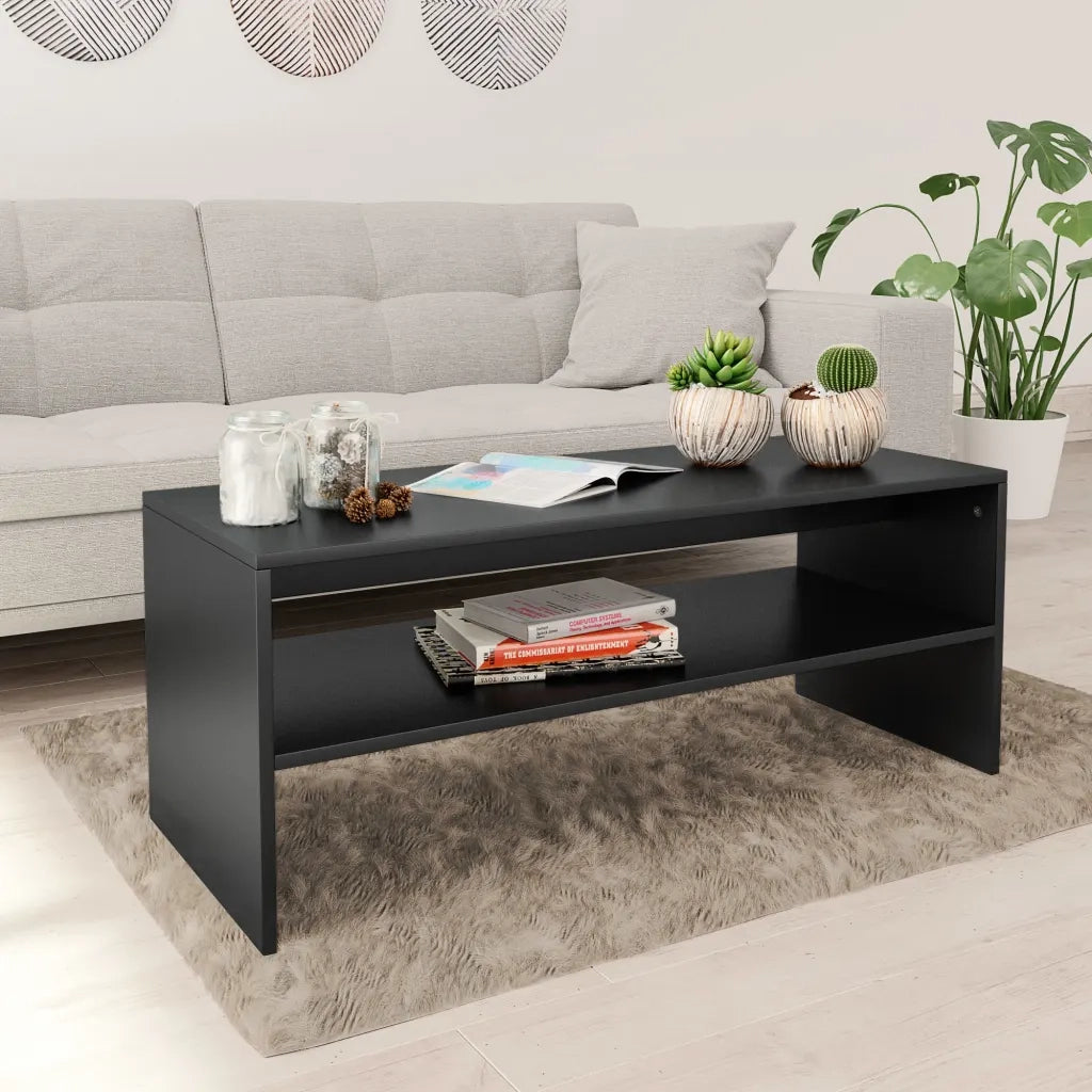 Tavolino da Salotto Nero 100x40x40 cm in Legno Multistrato 800127