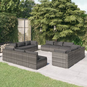 Set Divani da Giardino 12 pz con Cuscini in Polyrattan Grigio 3101589