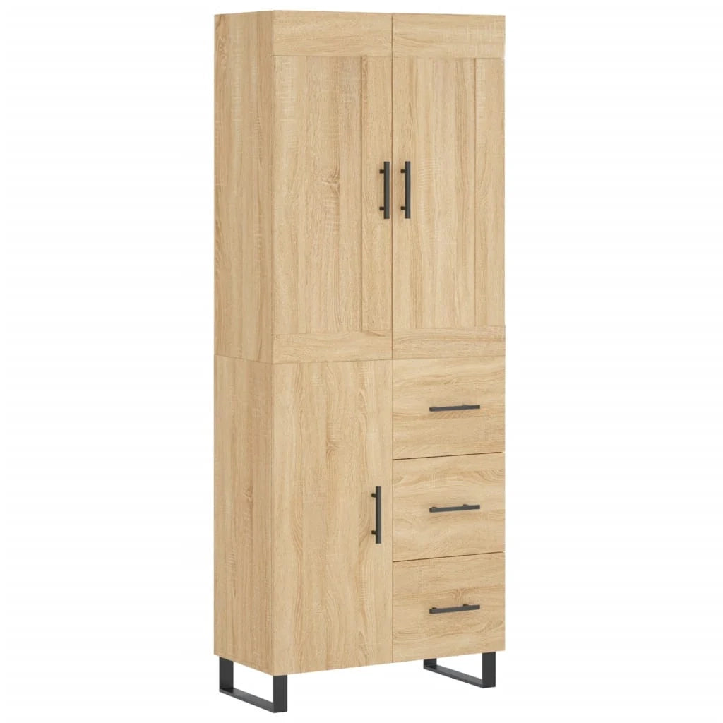 Buffet credenza cassettiera armadio mobile contenitore organizer cucina soggiorno salotto rovere Sonoma alto 69,5 x 34 x 180 cm legno ingegnerizzato marrone 02_0034139