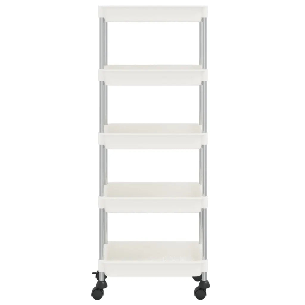 Carrello da Cucina 5 Ripiani Bianco 42x29x128 cm Ferro e ABS CFW7118053