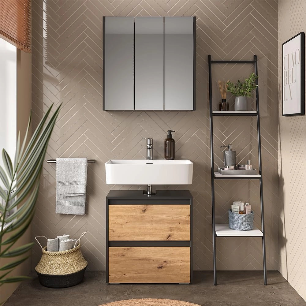 Armadio per il bagno Majest, Antracite/Artisan, 30.2 x 191.5 cm con 2 porte
