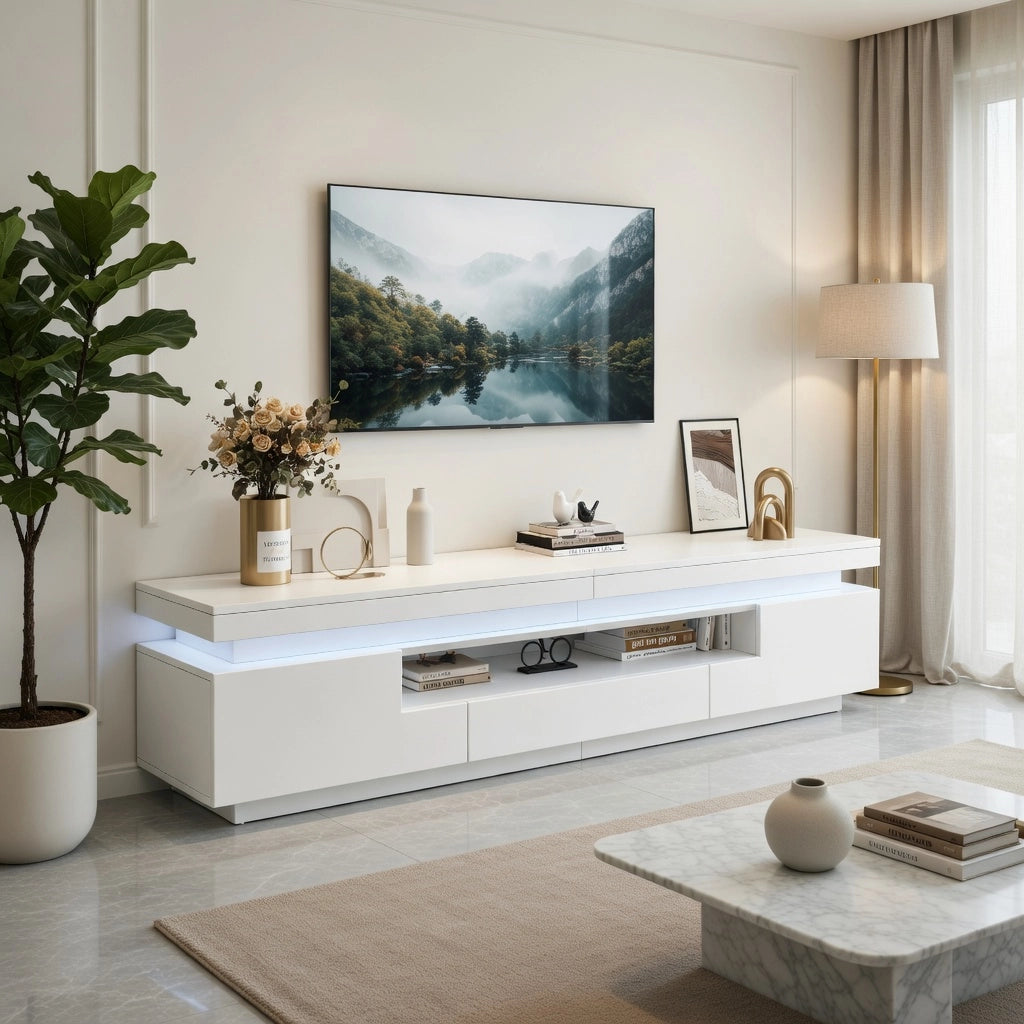 Cassettiera TV bianca in truciolare lunghezza 175 cm