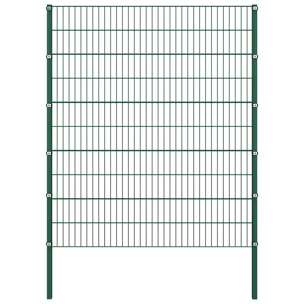 Pannello di recinzione con pali in ferro 1212x200 cm verde 278685