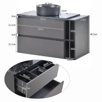 Mobile sospeso per lavabo 80 cm di larghezza, con lavabo in ceramica e cassetti, design moderno, MDF, 80×44×60,5 cm, Nero + Grigio