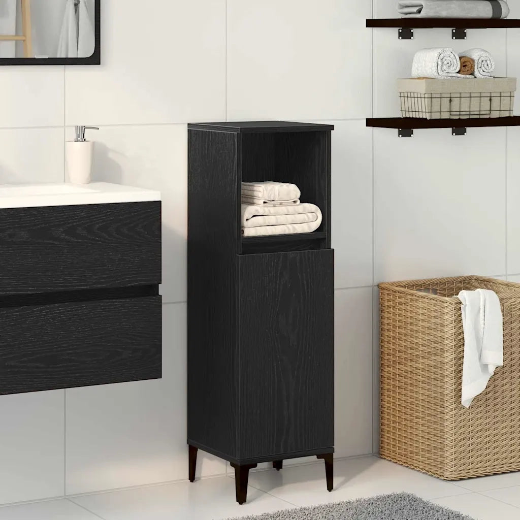 Mobile da Bagno Rovere Nero 30 x 30 x 100 cm Legno multistrato 862808