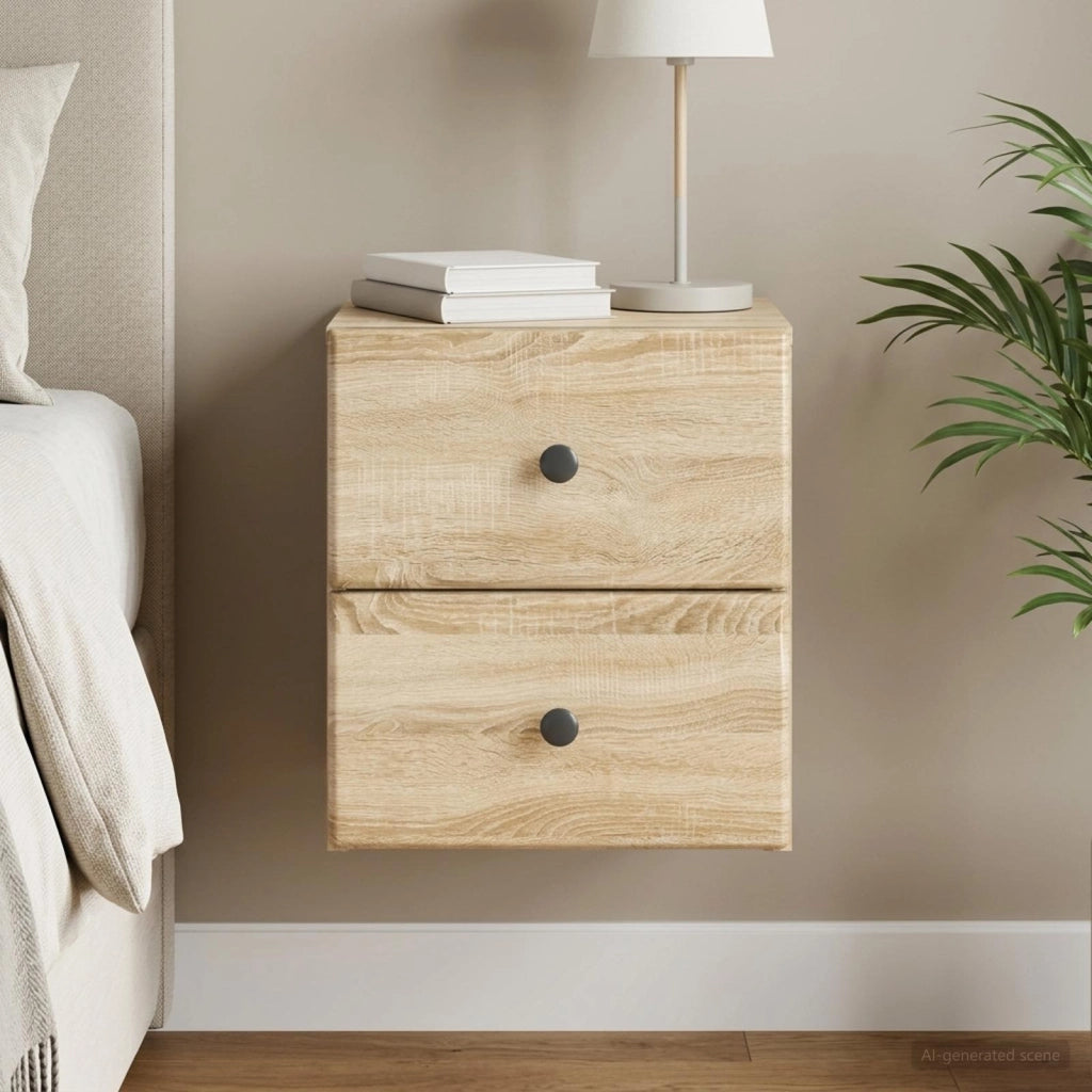 Mobiletto da notte a muro Rovere Sonoma 34,5 x 33 x 40 cm 899149