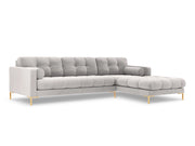 Cosmopolitan Design - Divano angolare destro "Bali" 5 posti in velluto argento 