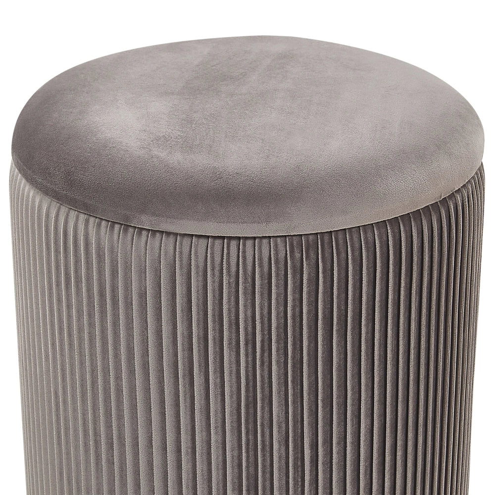 Set di 2 pouf contenitore Rivestimento in velluto di poliestere grigio Base dorata Design moderno Ciuffo orizzontale Soggiorno pezzo