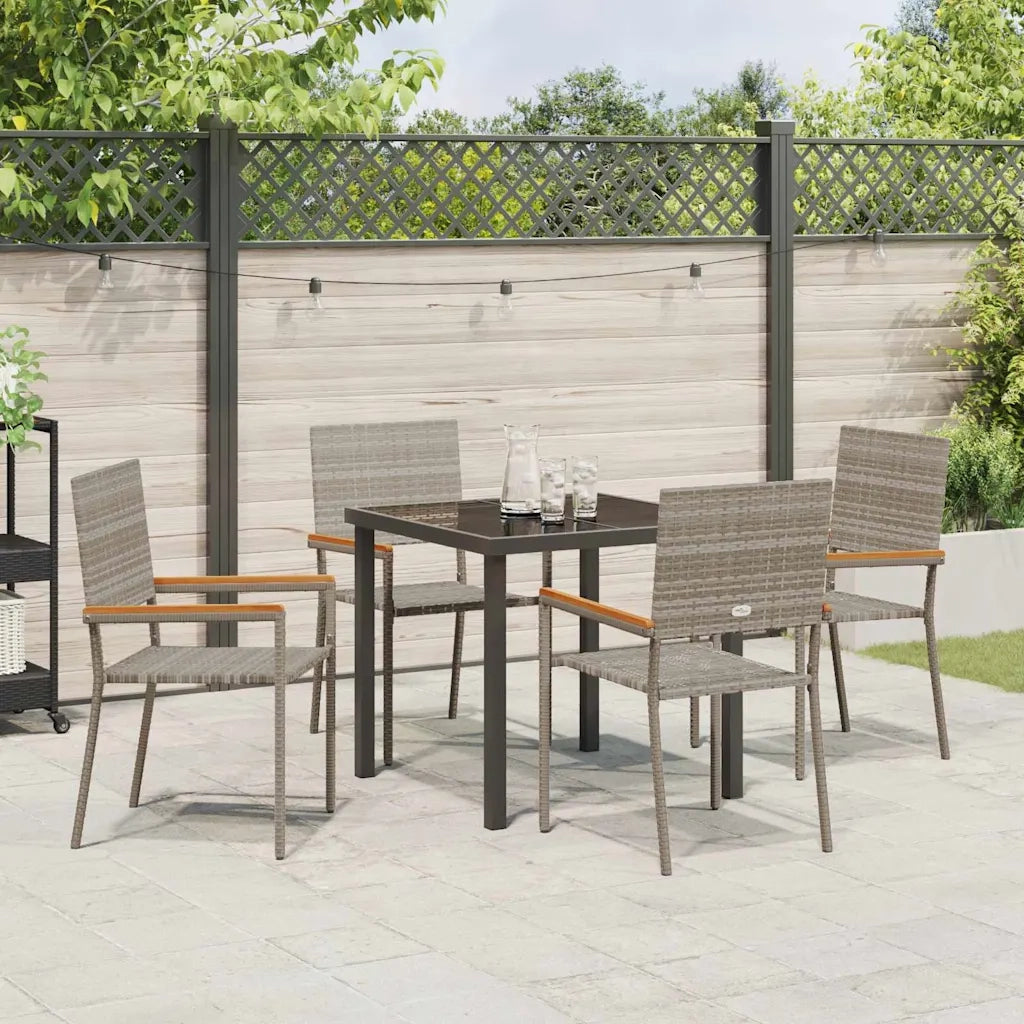 Set da Pranzo per Giardino con cuscino 5 pcs Grigio polyrattan
