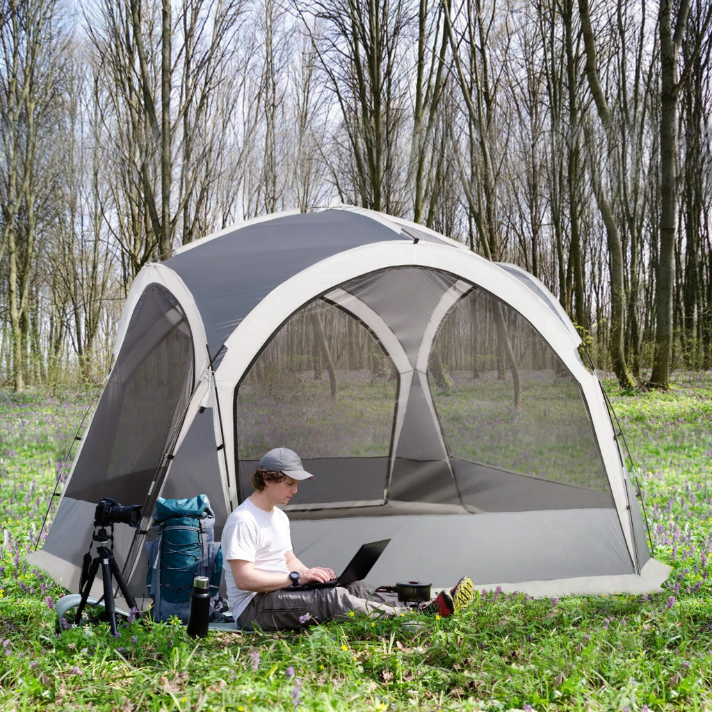 Tenda da campeggio per 6-8 persone ¨C zephmum ¨C 350x350x230 cm grigio e bianco