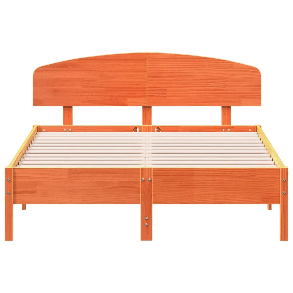 Letto senza Materasso Marrone Cera 135x190 cm in Legno di Pino