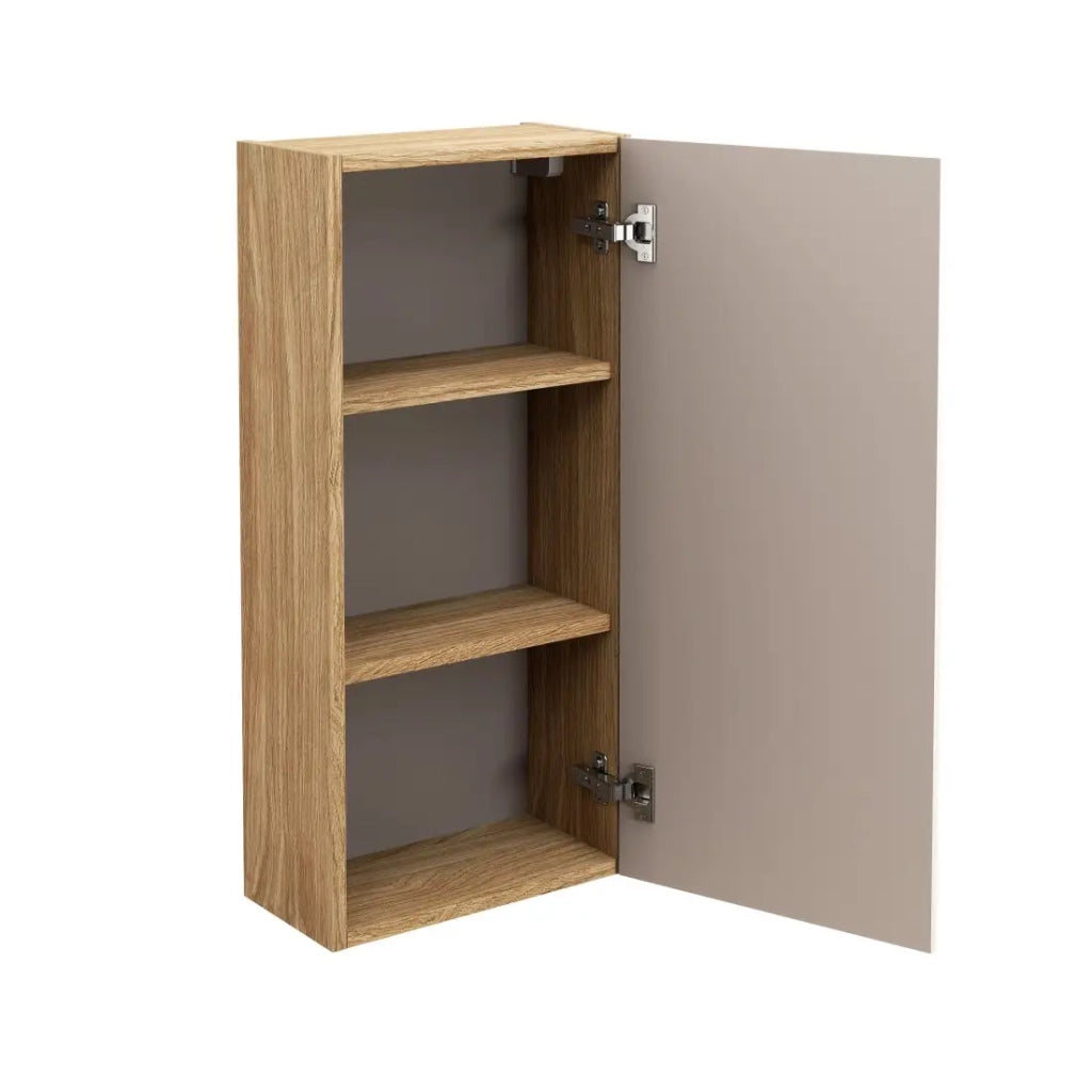 Mobile da bagno VELNIA – 1 porta – 35 x 19 cm – Colori rovere chiaro e beige – Da appendere