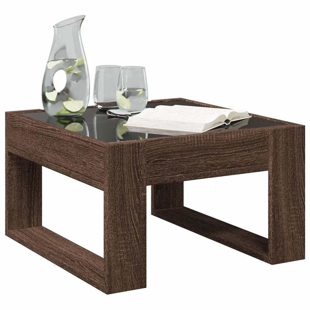 Tavolino Salotto con LED Infinity Rovere Marrone 50x53x30 cm