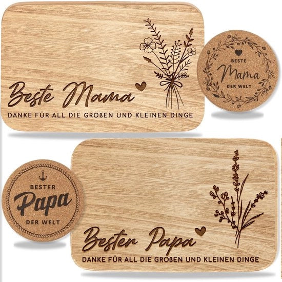 Regalo di compleanno per mamma e papà | Regalo per mamma e papà | Set di regali di compleanno in legno con sottostante