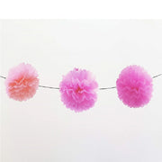 Trade Shop - Festone Rosa 6 Pon Pon 20cmx4m Fiori Compleanni Matrimoni Nascita Battesimo Party -