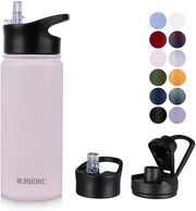 Fusto da bere in acciaio inossidabile 500 ml (+2 coperchi) - con beccuccio, BPA libero, flacone termos per liquidi, adatto per bevande gassate, flacone termos con isolamento a doppia parete a vuoto per attività sportive, viaggi, campeggio
