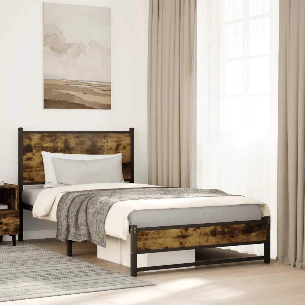 Giroletto senza Materaso in Metallo Rovere Fumo 100x190 cm 4007826