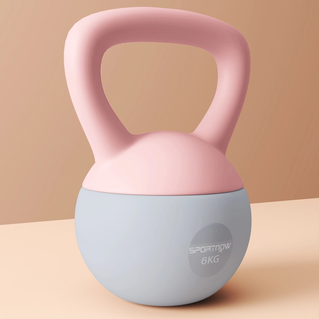 Kettlebell 6 kg ¨C Xylo ¨C Impugnatura Antiscivolo Rosa 19x19x28 cm