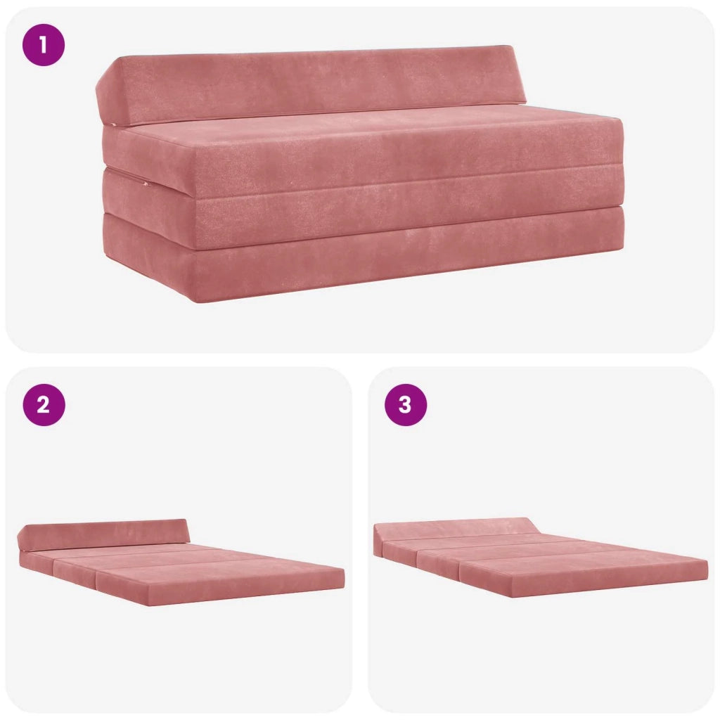 Divano Letto Pieghevole Rosa 120 x 60 x 49 cm Tessuto 900044