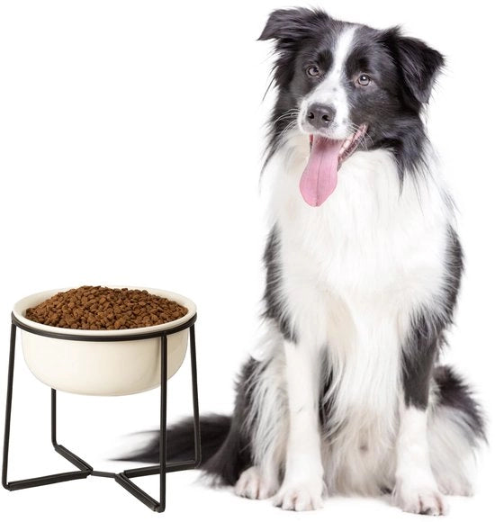 Ciotola per Cane Elevata 1600 ml - Supporto Antiscivolo in Metallo - Ceramica - Posizione Salutare - Ideale per Cani Grandi - Ciotola per Cani