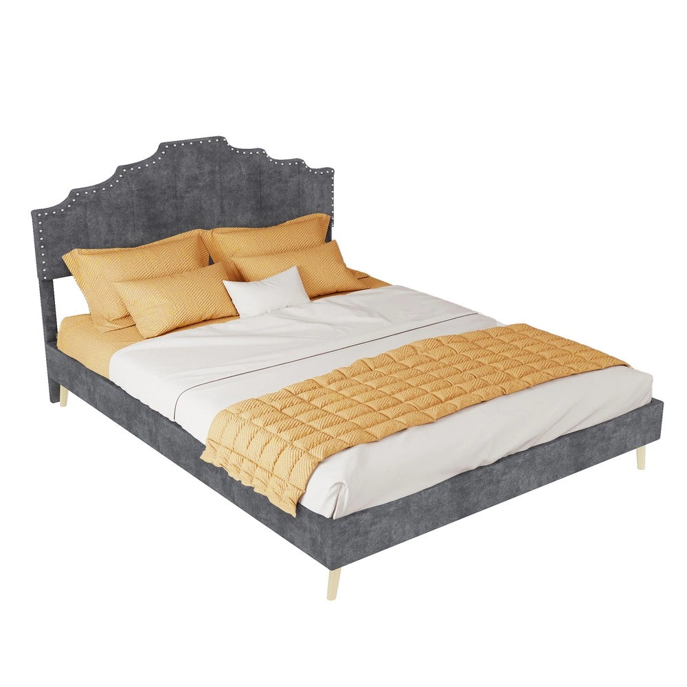 Letto Contenitore Imbottito ¨C MINIMAL ¨C Grigio, 140x200, con materasso