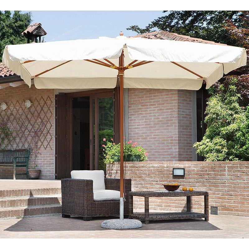 Ombrellone da giardino DELUX in legno, con doppia carrucola - Ombrellone Da Giardino Delux In Legno, Con Doppia Carrucola Rettangolare 3x4 M Colore Ecru Misure: 3 x 4 m