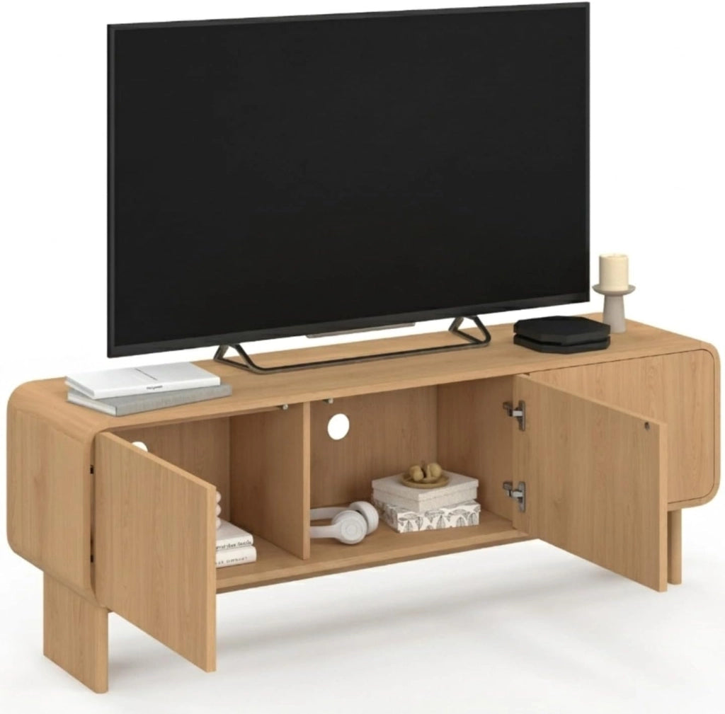 140 cm CAPUCINE Mobile TV a 3 ante dal design arrotondato in faggio
