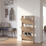 Mobile Portascarpe Melle, Scarpiera 3 Ripiani, 58x18x119h cm Marrone Rovere Scuro