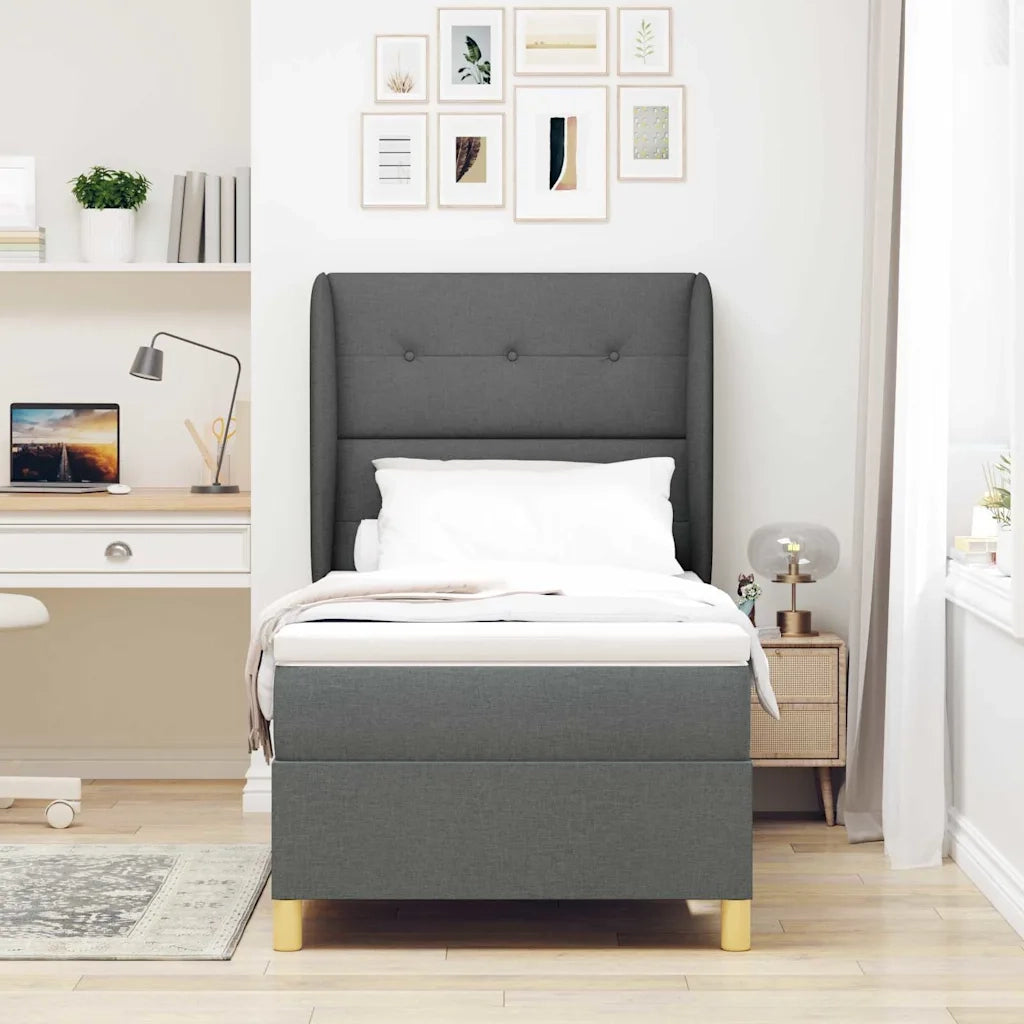 Letto a molle con materasso Grigio scuro 200 x 90 cm Tessuto 3340733