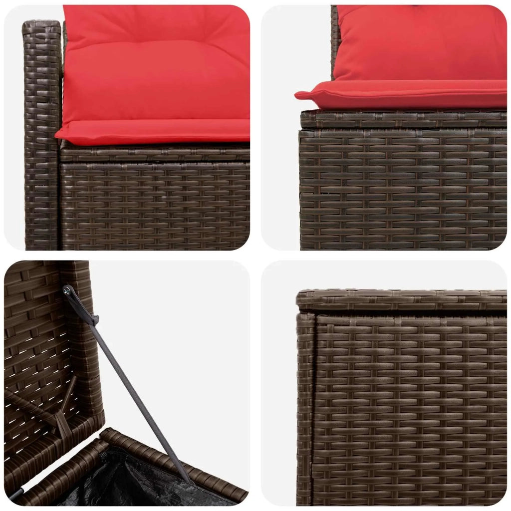 Set di divani 5 pz Marrone e Rosso Rattan sintetico e Acciaio 3447797