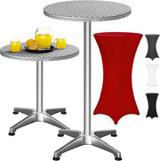 ® Tavolo Alto da Bar 2in1 con Copritavolo Regolabile 70 cm / 115 cm in Alluminio Rotondo Ø60cm Resistente per Giardino Bistro Tavoli da Birreria Feste Ricevimento