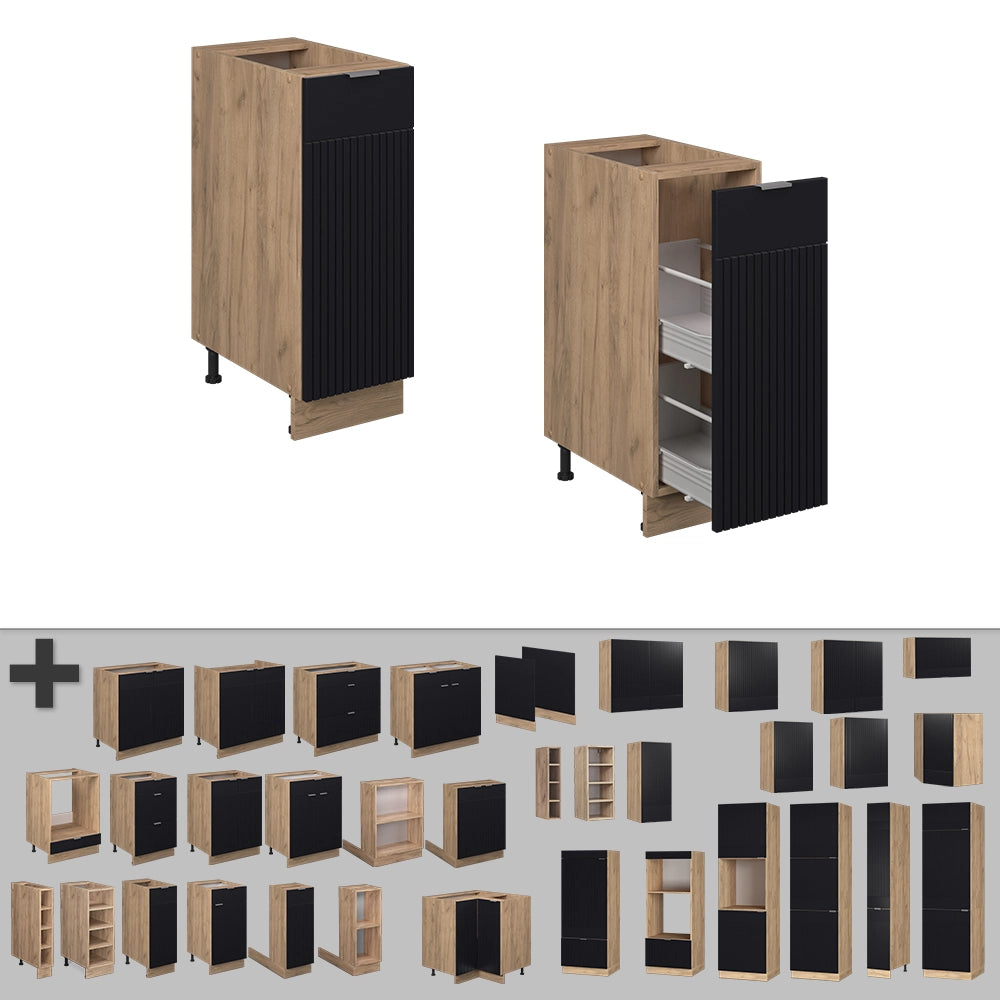 Vicco Armadio cucina dispensa alto Nero a righe 30 cm , PL Antracite